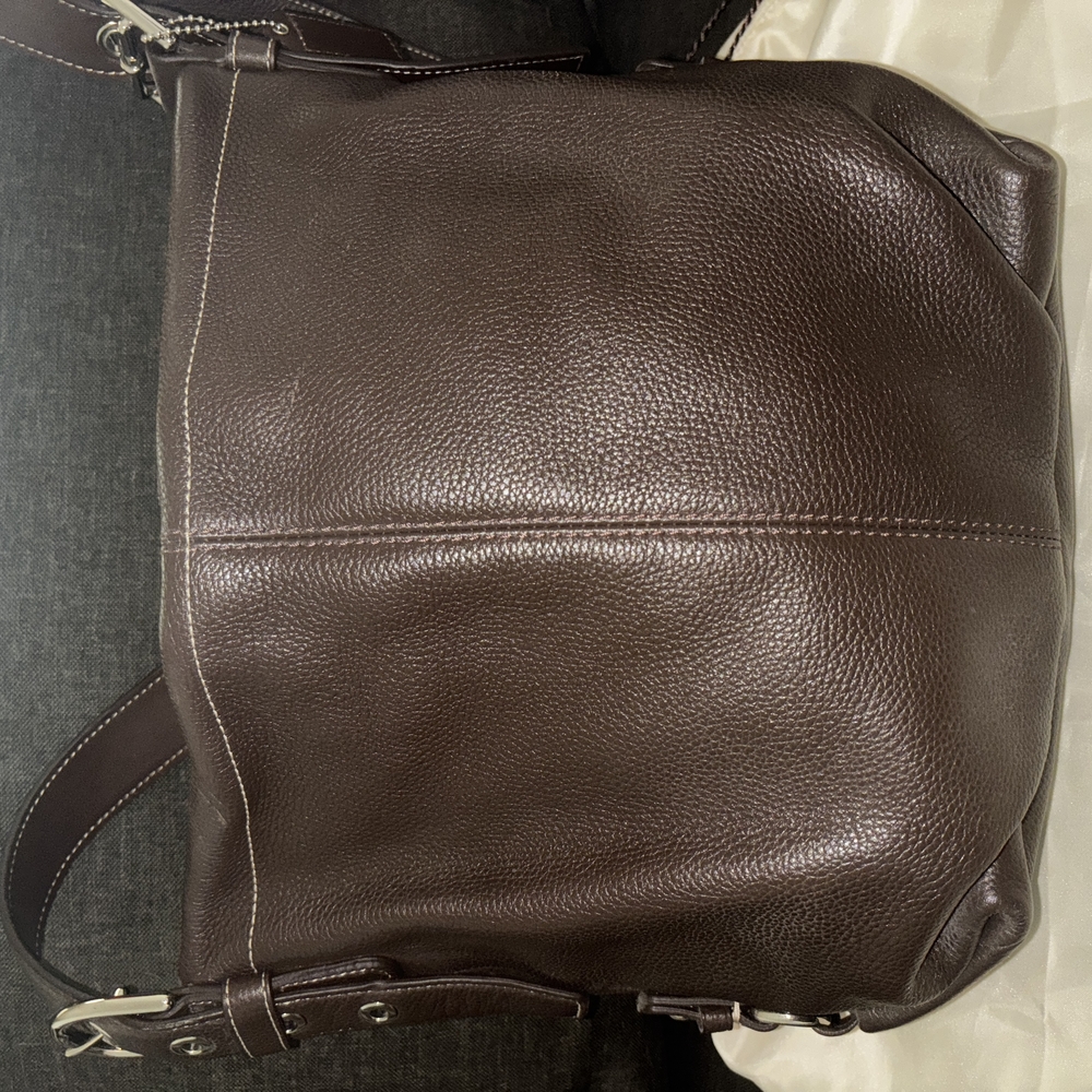 Authentic Coach Brown Pebble Leather Duffle Convertible crossbody shoulder bag - Picture 2 of 10